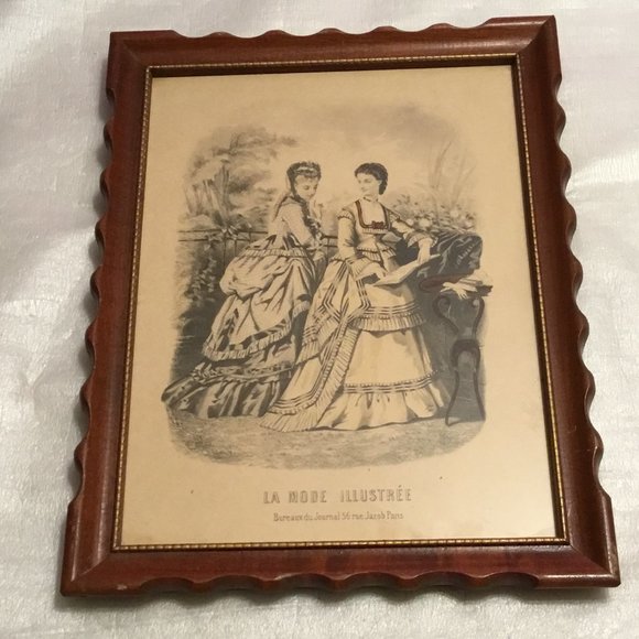 Antique La Mode Illustree framed picture Burreaux du Journal 56 Rue Jacob Paris - Picture 1 of 5